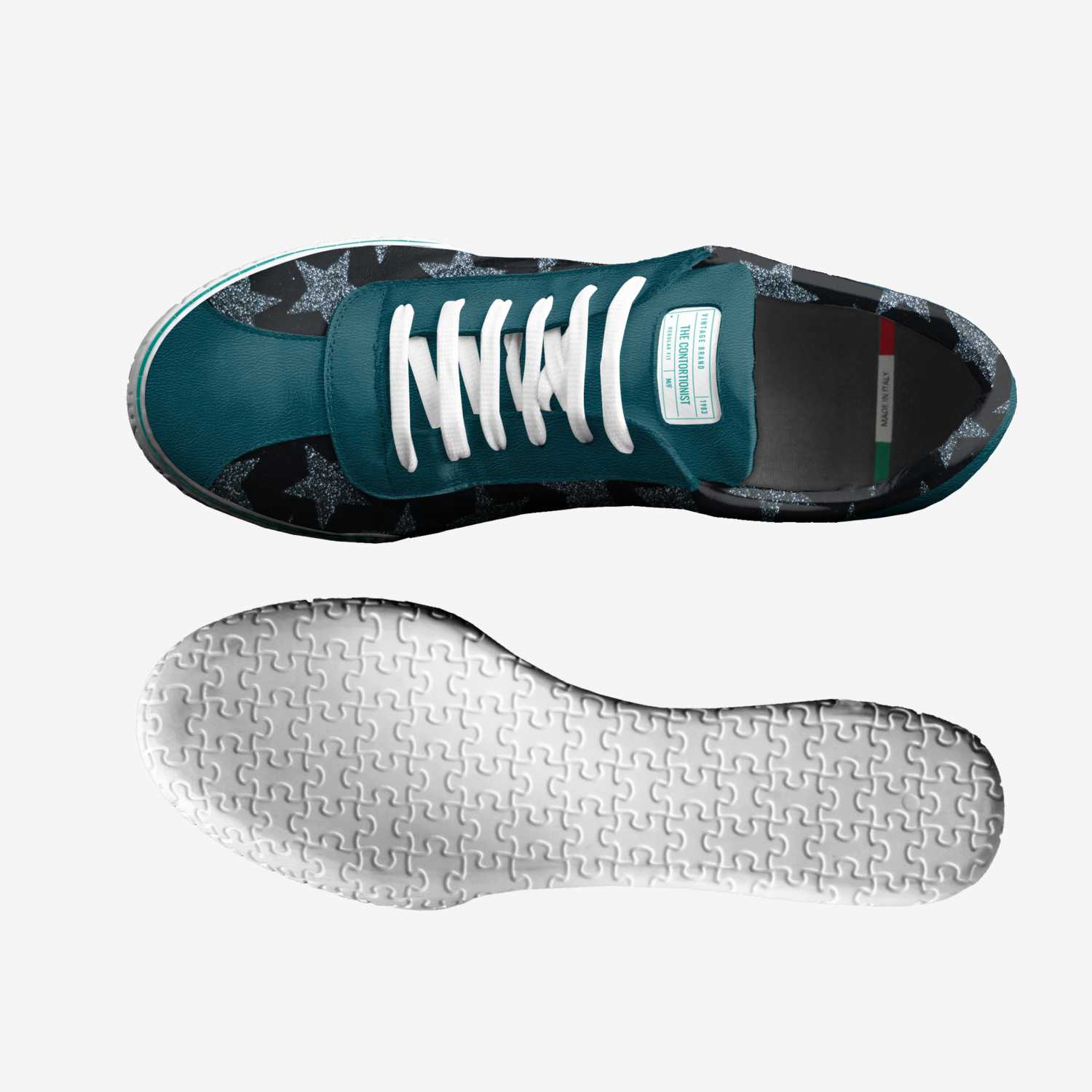 The Contortionist custom made classic skaters The Contortionist artisan made in Italy shoes by Reyie Delgado