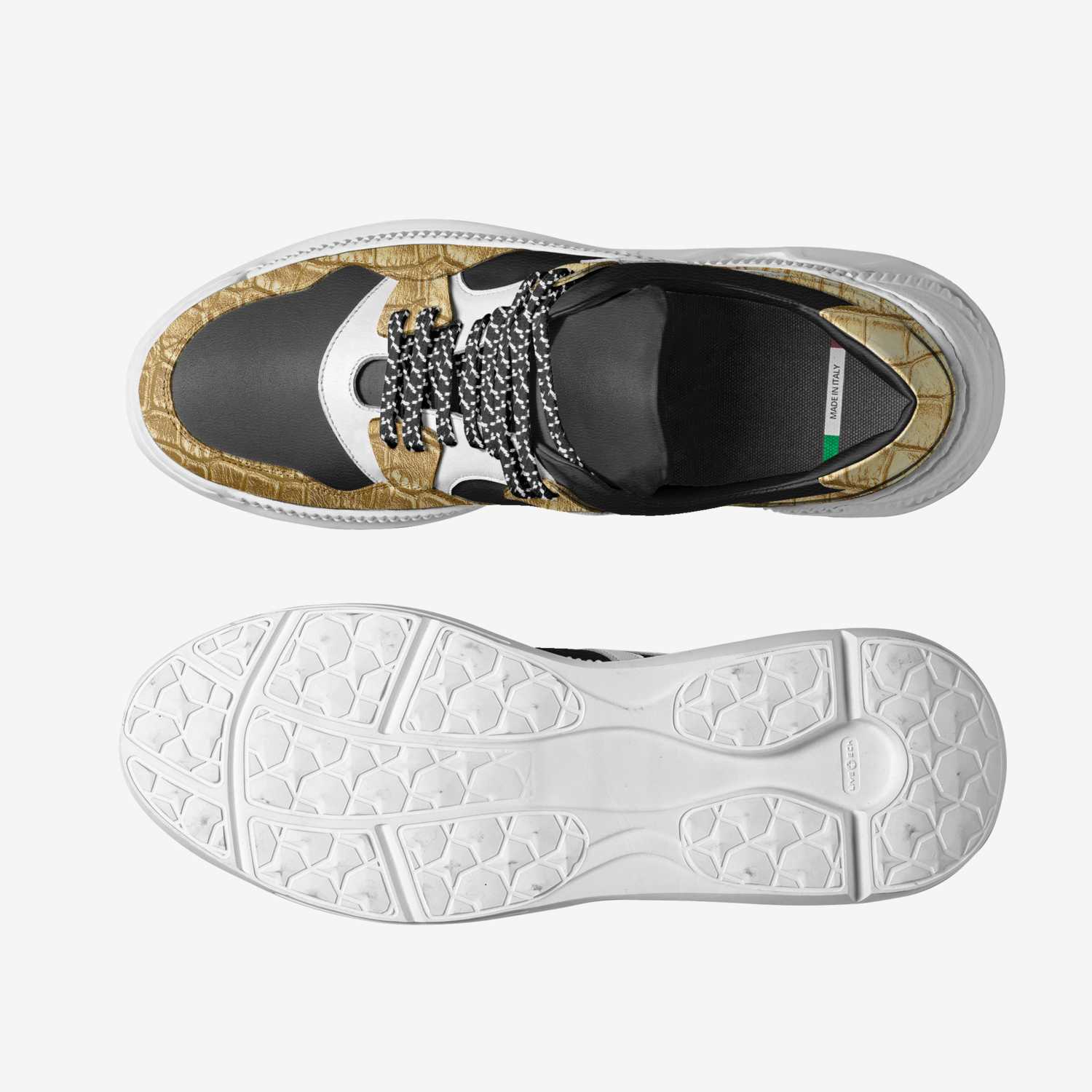 Zen Q Gold 1s custom made classic skaters Zen Q Gold 1s artisan made in Italy shoes by Deante Steele